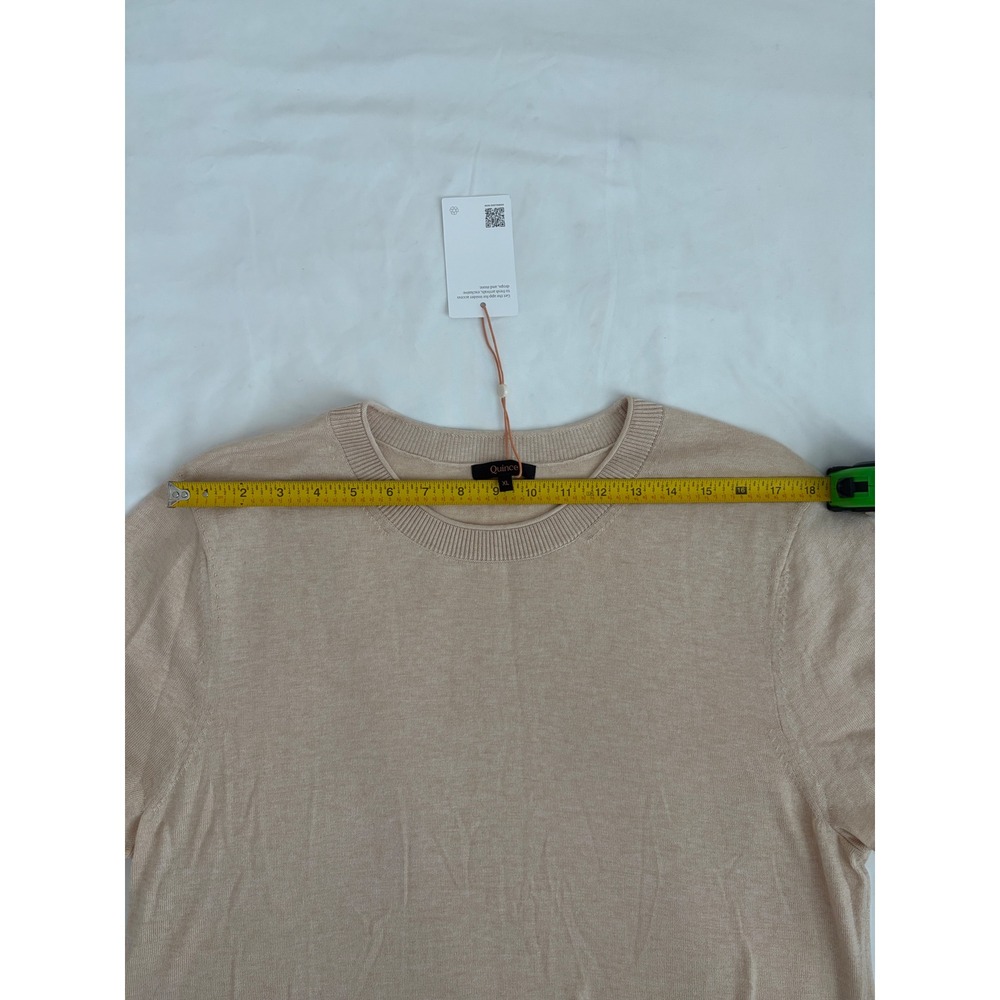Quince Organic Cotton Cashmere Short Sleeve Sweater Tee Oatmeal Beige XL NWT - Picture 9 of 11